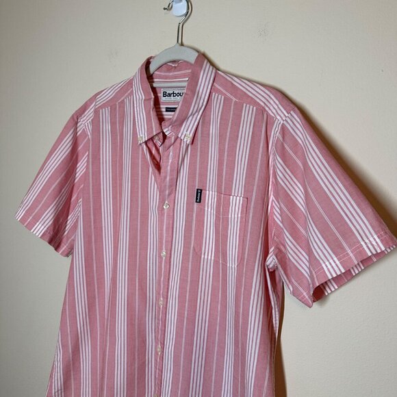 Barbour Striped Short Sleeve Button Down Tailored Fit Shirt Mens Size M Classic - Picture 3 of 8